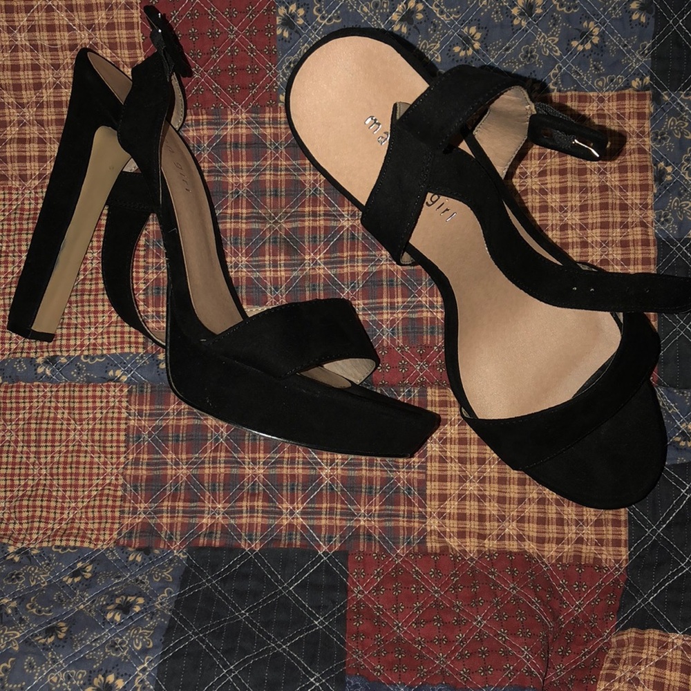 Madden Girl Black Suede Platform Heels